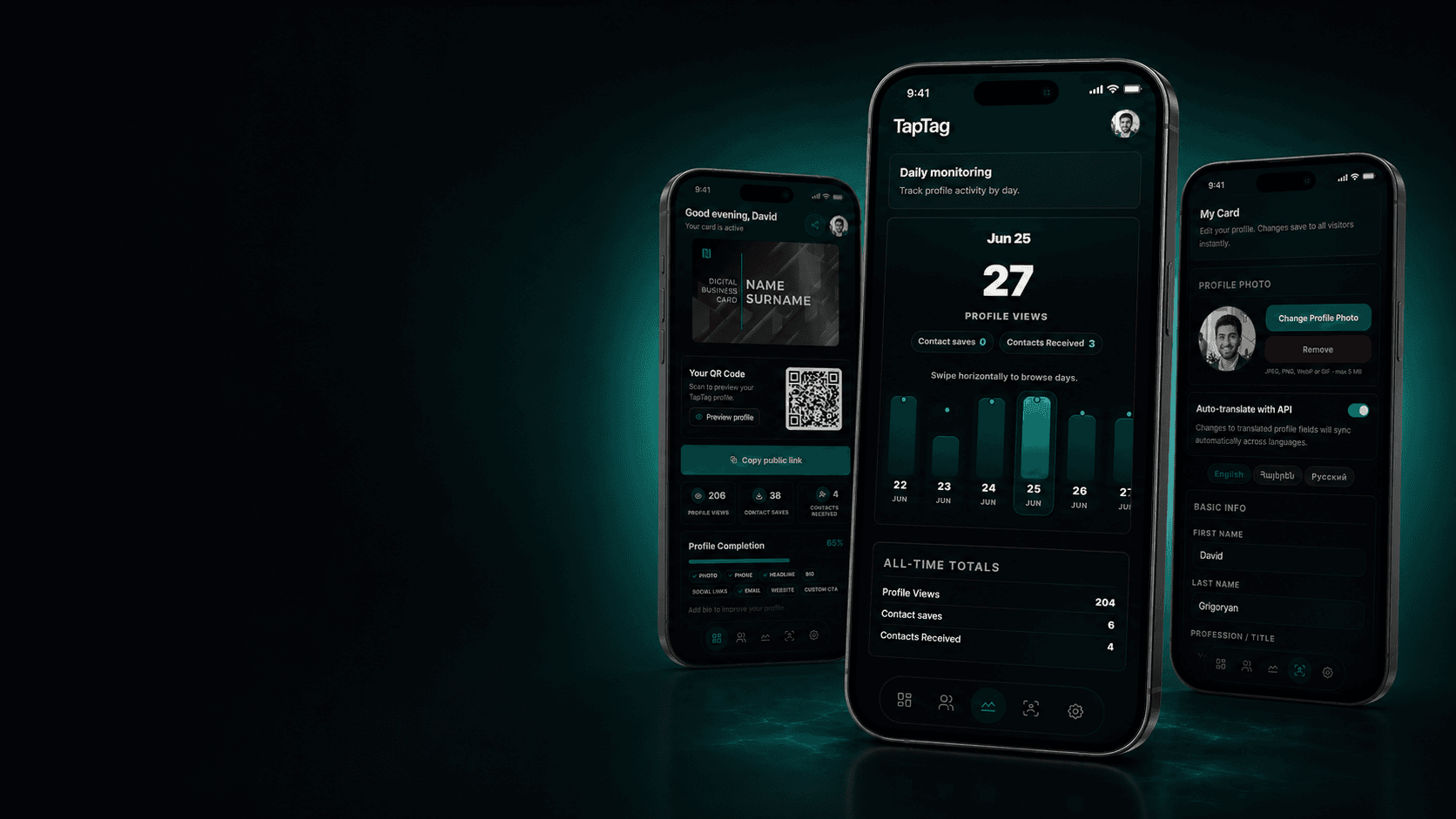 TapTag profile editing on mobile