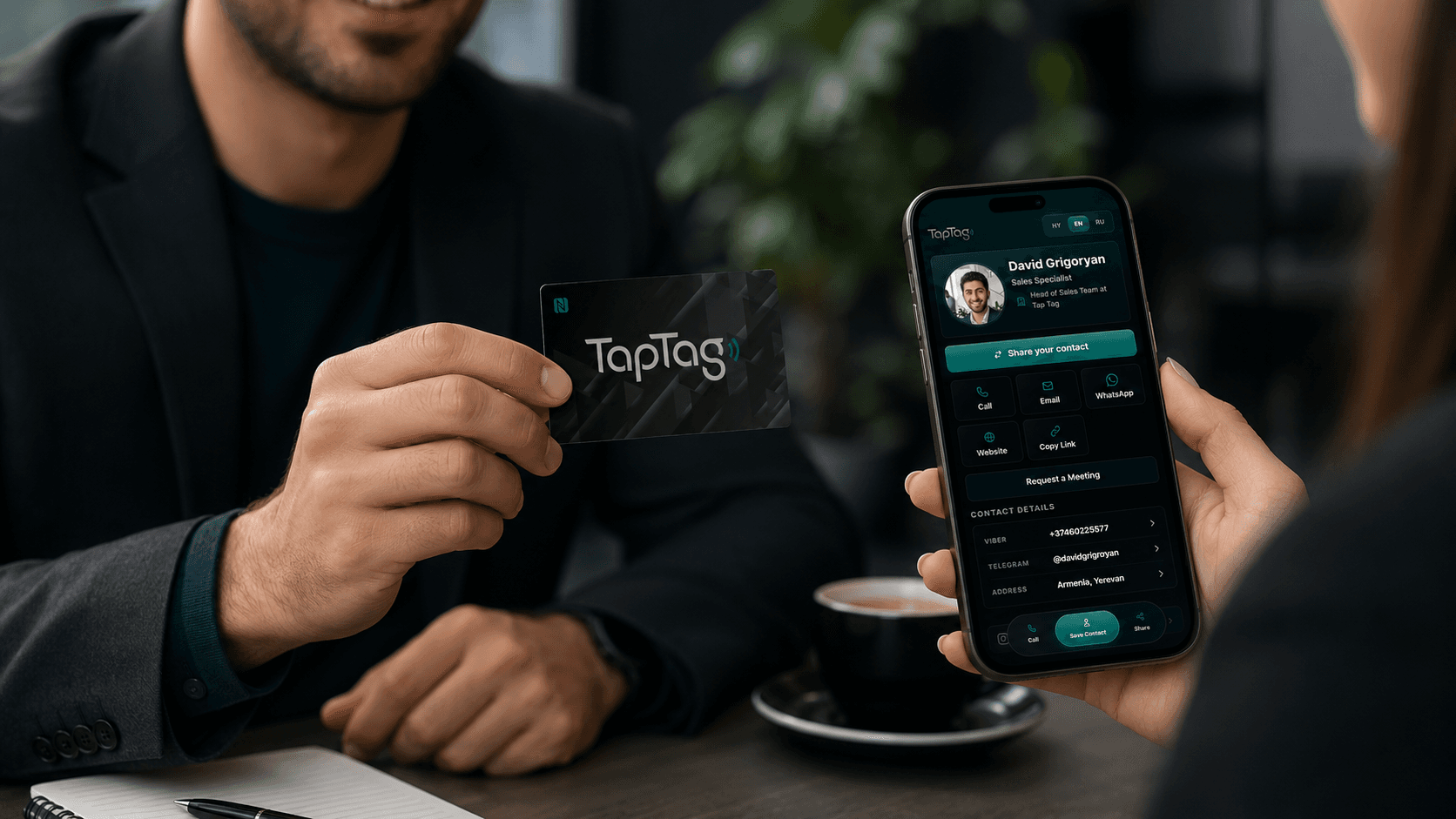 Sharing a TapTag profile in person